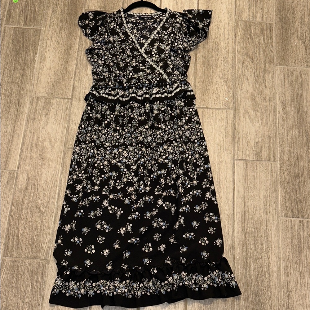 Max Edition Black Floral Midi Dress